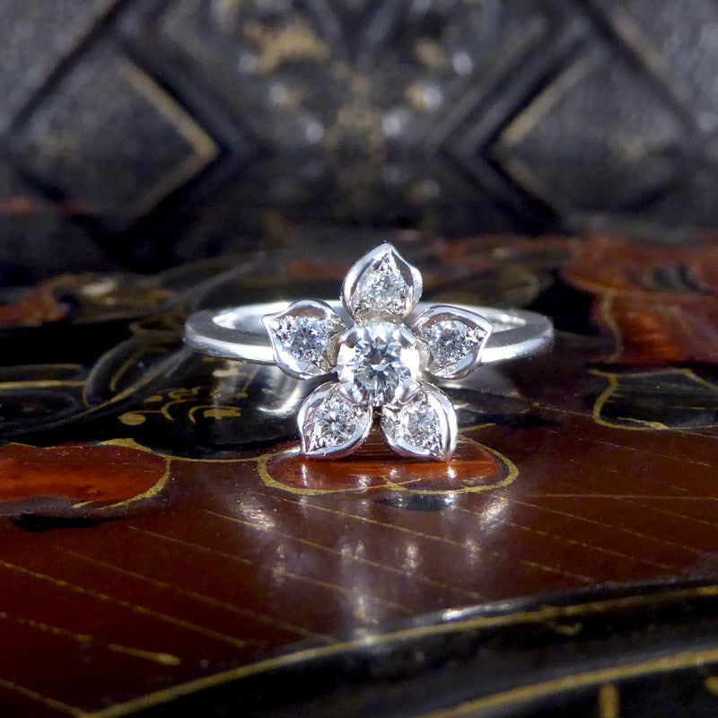 Modern 0.31ct Diamond Set Flower Ring