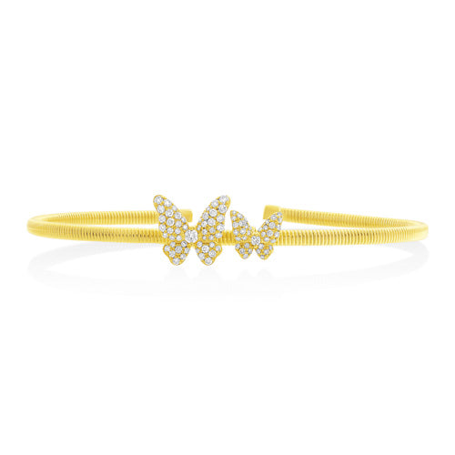 Modern 0.44ct Diamond Set Butterfly Bangle Bracelet