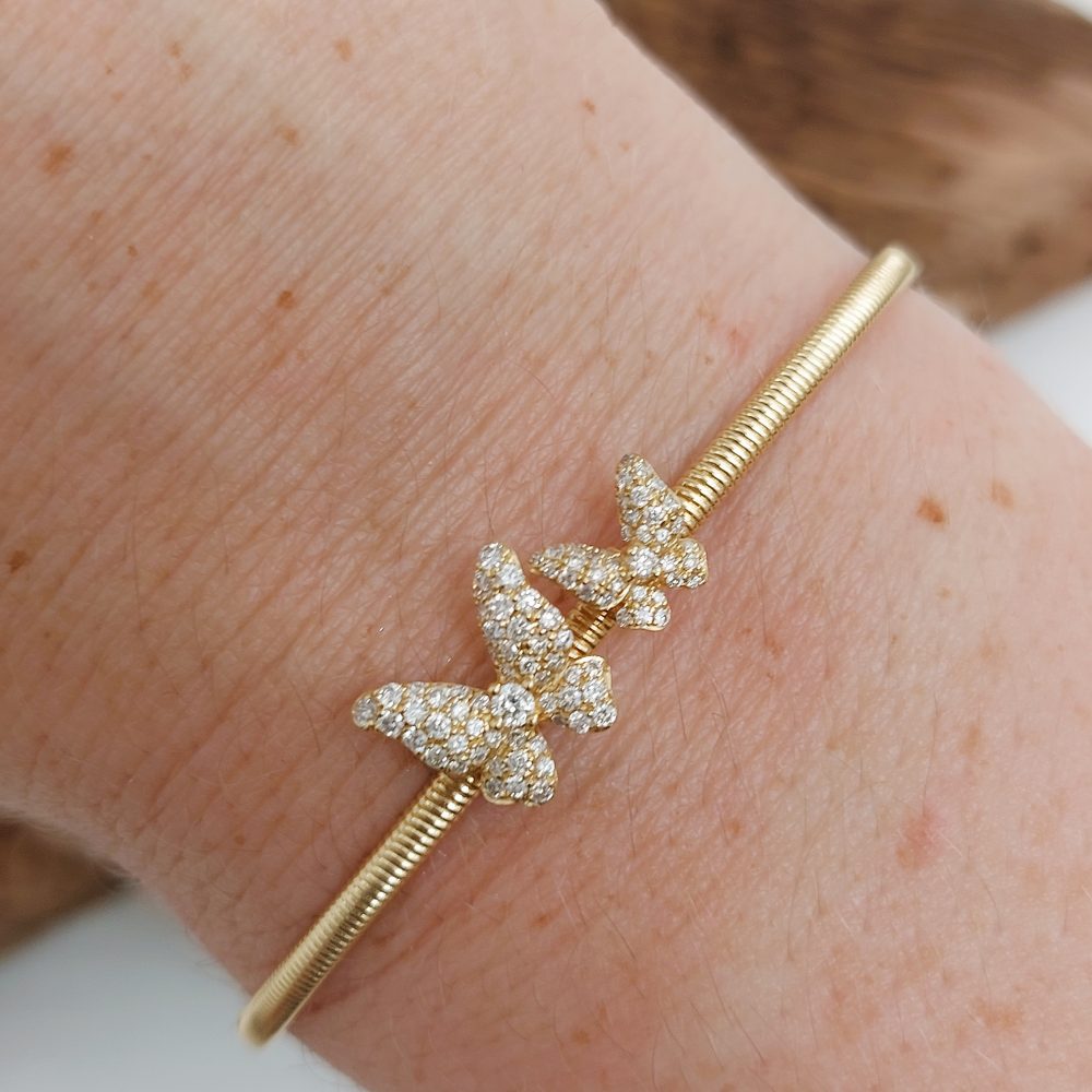 Modern 0.44ct Diamond Set Butterfly Bangle Bracelet
