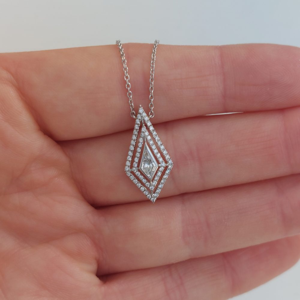 Modern 0.65ct Diamond Set Kite Pendant Necklace