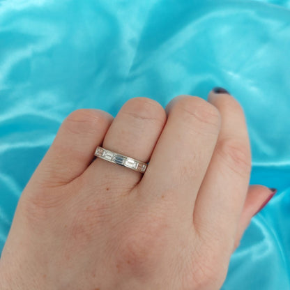 Modern Five Stone Baguette Cut Platinum Eternity Ring, 0.98ct