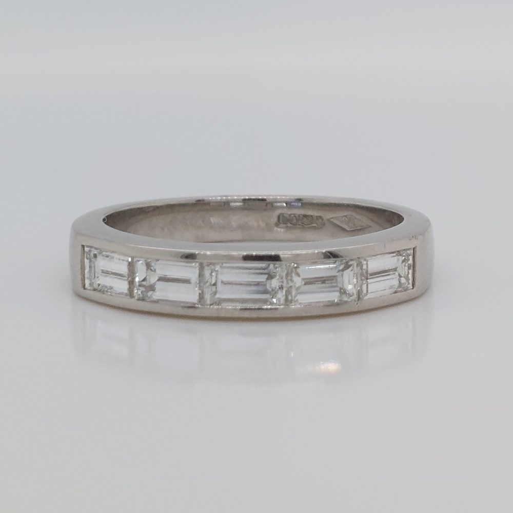 Modern Five Stone Baguette Cut Platinum Eternity Ring, 0.98ct