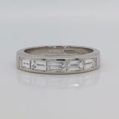 Modern Five Stone Baguette Cut Platinum Eternity Ring, 0.98ct