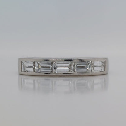 Modern Five Stone Baguette Cut Platinum Eternity Ring, 0.98ct