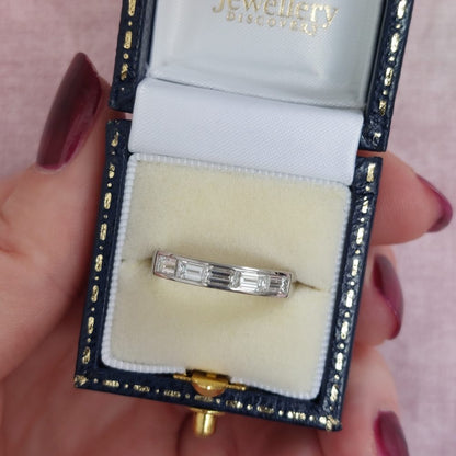Modern Five Stone Baguette Cut Platinum Eternity Ring, 0.98ct