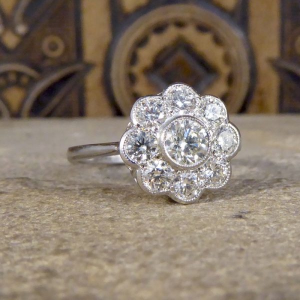Modern 1.05ct Diamond set Daisy Cluster Ring
