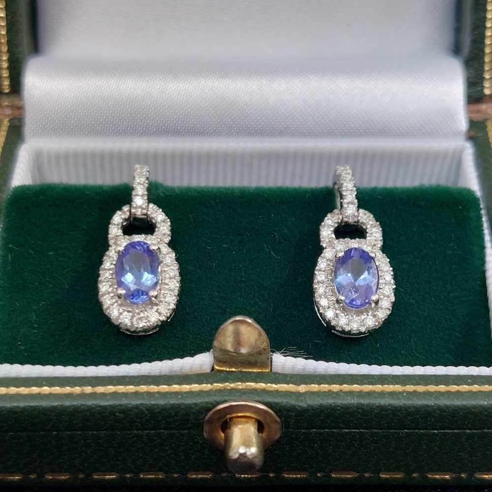 Modern 1.10ct Sapphire and Diamond Set Link Earrings