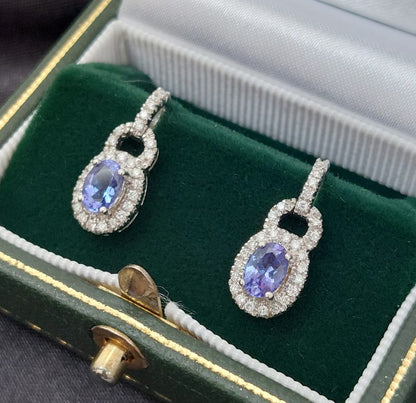 Modern 1.10ct Sapphire and Diamond Set Link Earrings