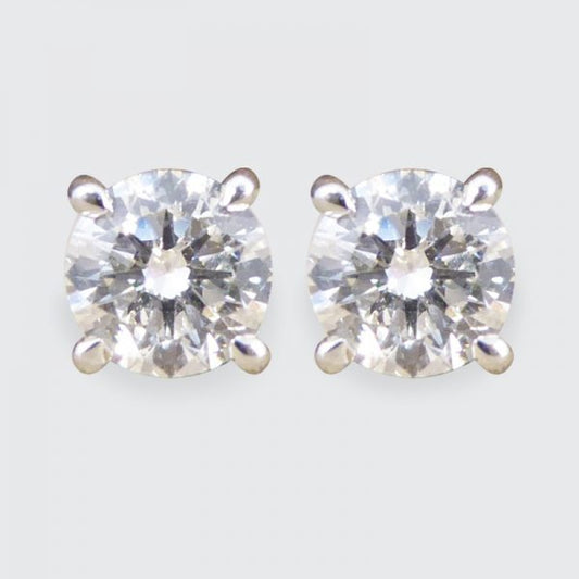 Modern 1.37ct Round Brilliant Cut Diamond Stud Earrings