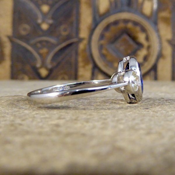 Modern 1.92ct Sapphire and Diamond Three Stone Ring