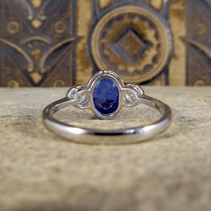 Modern 1.92ct Sapphire and Diamond Three Stone Ring