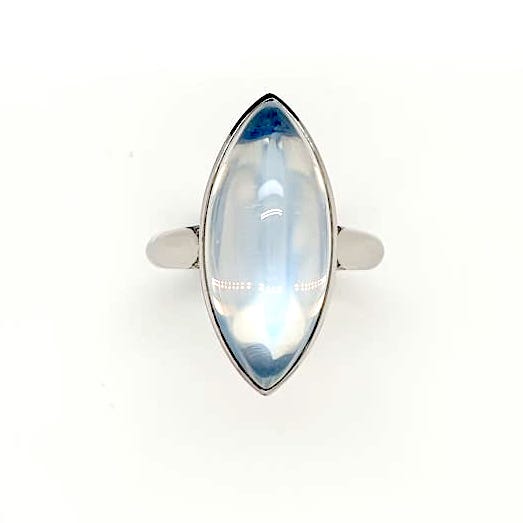 Modern 15.57ct Moonstone and Diamond Ring