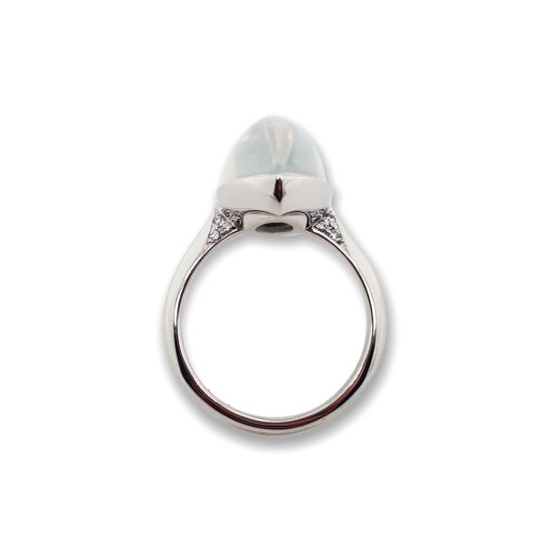 Modern 15.57ct Moonstone and Diamond Ring