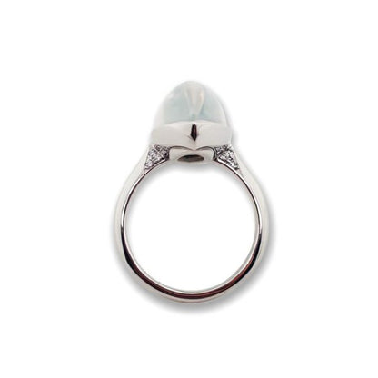Modern 15.57ct Moonstone and Diamond Ring