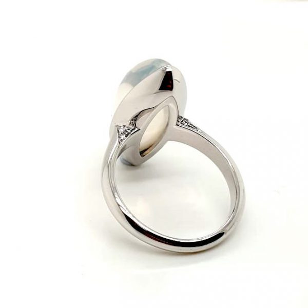 Modern 15.57ct Moonstone and Diamond Ring