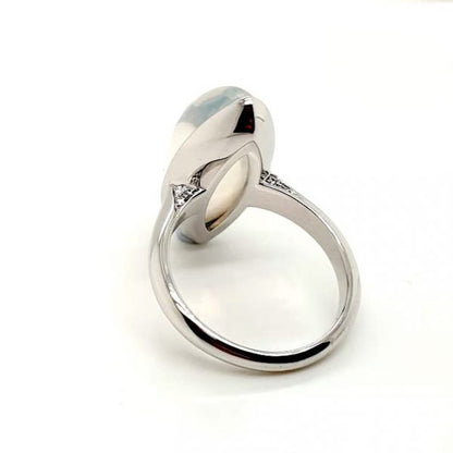 Modern 15.57ct Moonstone and Diamond Ring