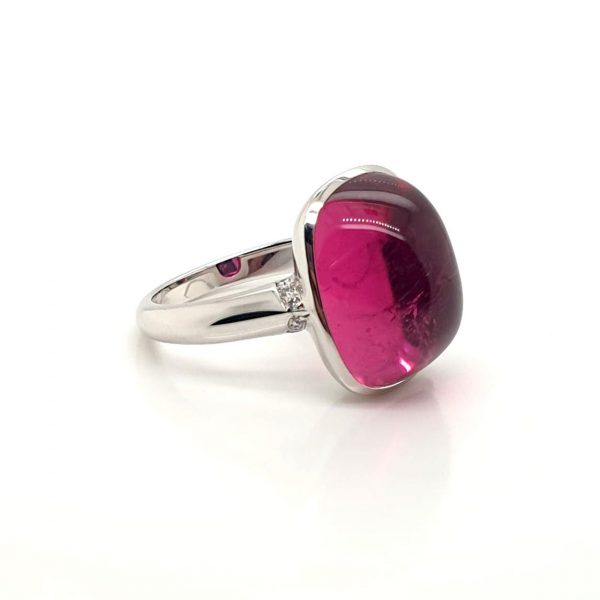 Modern 19.03ct Rubellite and Diamond Ring