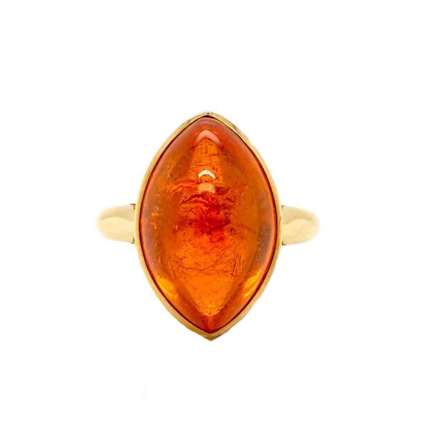Modern 19.34ct Mandarin Garnet and Diamond Set Ring