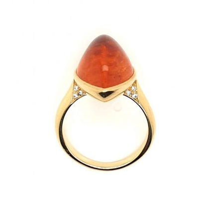 Modern 19.34ct Mandarin Garnet and Diamond Set Ring