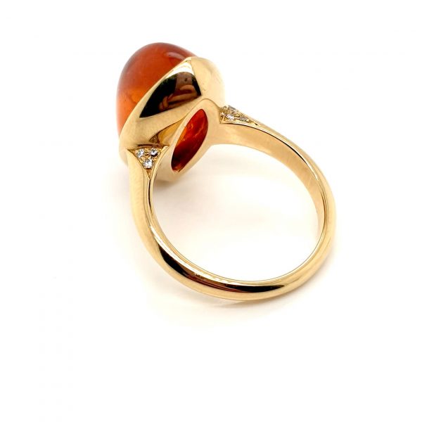 Modern 19.34ct Mandarin Garnet and Diamond Set Ring