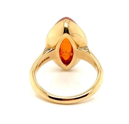 Modern 19.34ct Mandarin Garnet and Diamond Set Ring