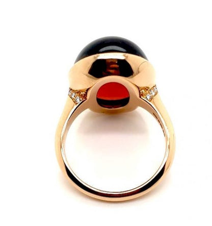 Modern 19.57ct Garnet and Diamond 18ct Rose Gold Ring