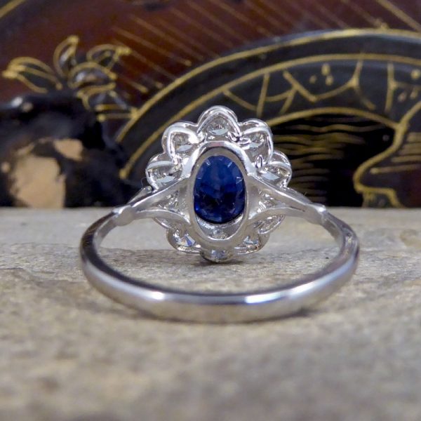 Modern 2.07ct Sapphire and Diamond Cluster Ring
