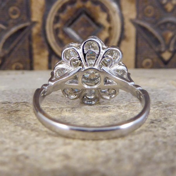 Modern 2.10ct Diamond Daisy Cluster Platinum Ring