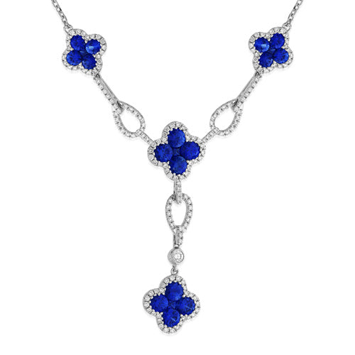 Modern 2.11ct Sapphire and Diamond Pendant Necklace
