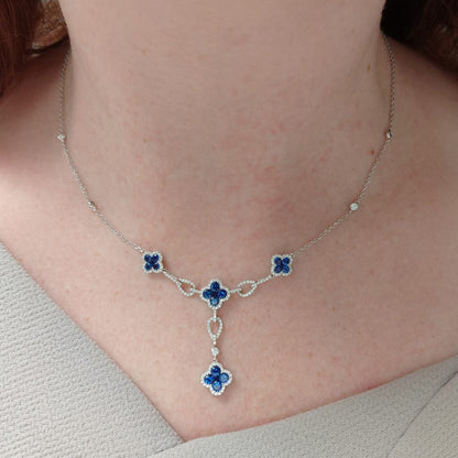 Modern 2.11ct Sapphire and Diamond Pendant Necklace