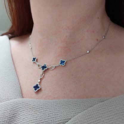 Modern 2.11ct Sapphire and Diamond Pendant Necklace