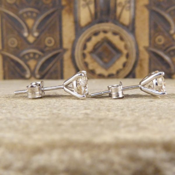 Modern 2.12ct Brilliant Cut Diamond Stud Earrings