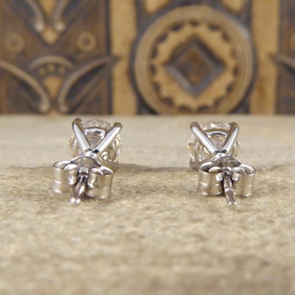 Modern 2.12ct Brilliant Cut Diamond Stud Earrings