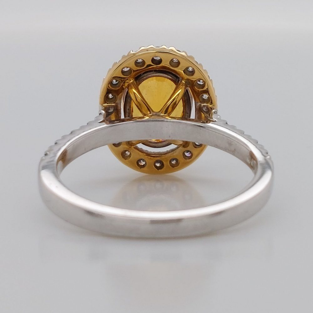 Modern 2.16ct Mandarin Garnet and Diamond Cluster Ring