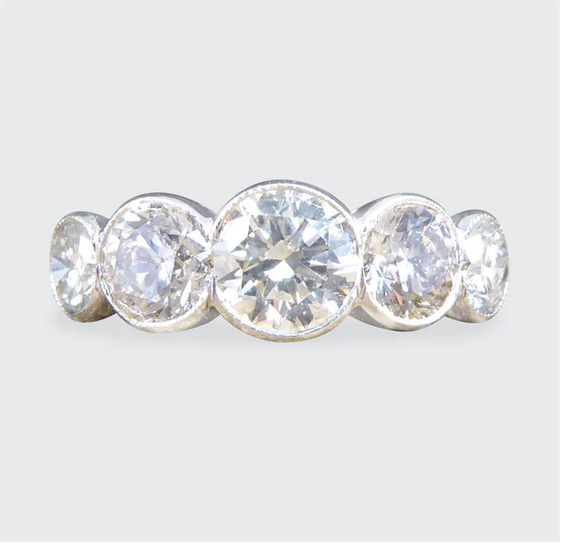 Modern 3.35ct Brilliant Cut Diamond Collar Set Five Stone Ring