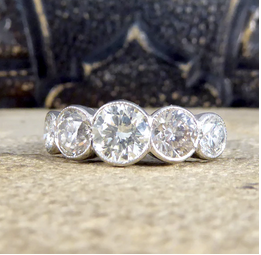 Modern 3.35ct Brilliant Cut Diamond Collar Set Five Stone Ring