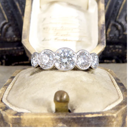 Modern 3.35ct Brilliant Cut Diamond Collar Set Five Stone Ring