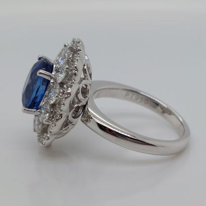 Modern 3.65ct Sapphire and Diamond Cluster Ring ~ Convertible to Pendant