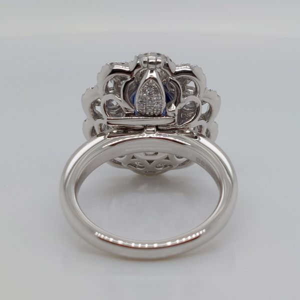 Modern 3.65ct Sapphire and Diamond Cluster Ring ~ Convertible to Pendant