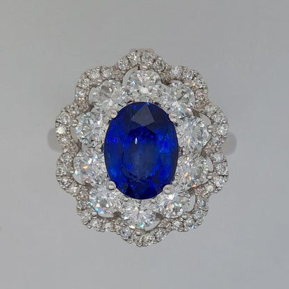 Modern 3.65ct Sapphire and Diamond Ring