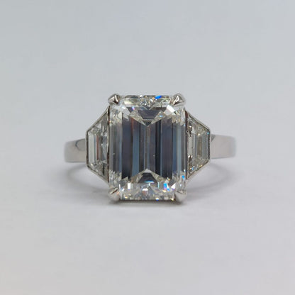 Modern 4.01ct Emerald Cut Diamond Ring