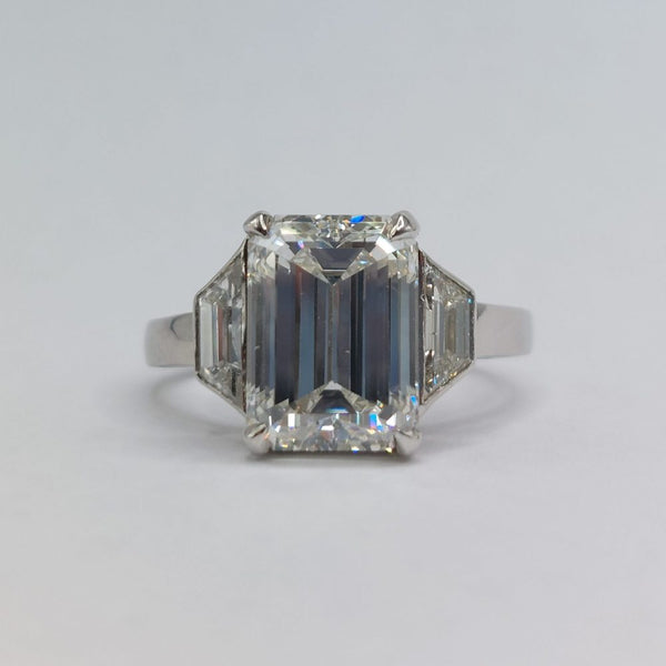 Modern 4.01ct Emerald Cut Diamond Ring