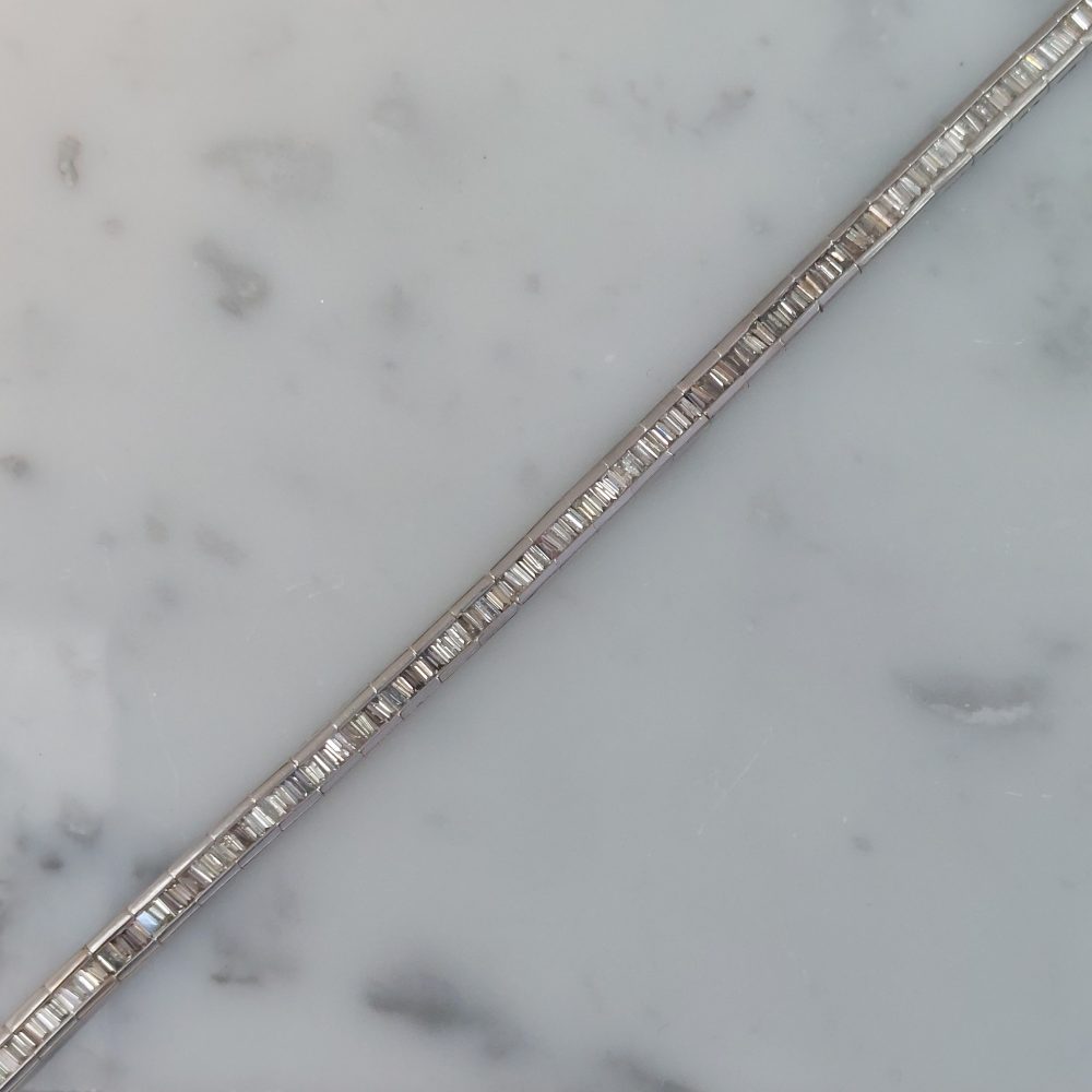 Modern Baguette Cut Diamond Line Bracelet, 2.85ct
