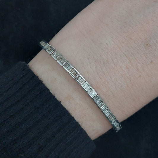 Modern Baguette Cut Diamond Line Bracelet, 2.85ct