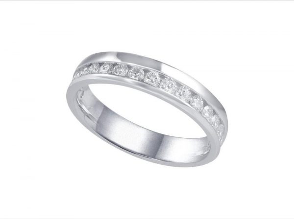 Modern Diamond Half Eternity Wedding Band Ring, 0.54cts, 18ct White Gold