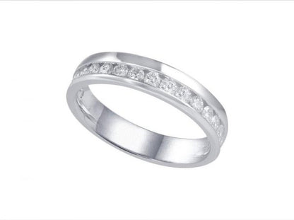 Modern Diamond Half Eternity Wedding Band Ring, 0.54cts, 18ct White Gold