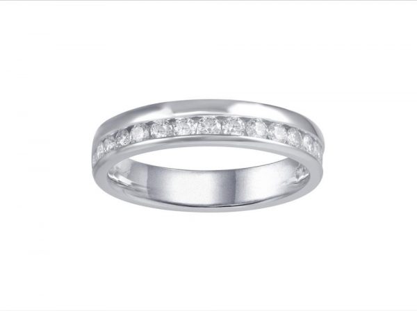 Modern Diamond Half Eternity Wedding Band Ring, 0.54cts, 18ct White Gold