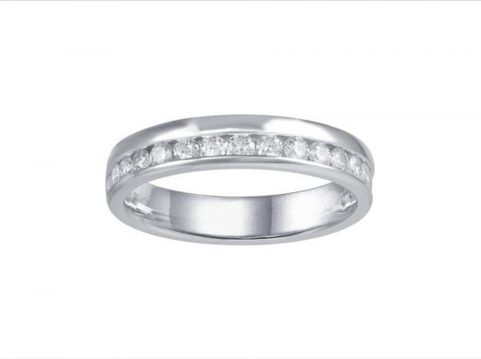 Modern Diamond Half Eternity Wedding Band Ring, 0.54cts, 18ct White Gold