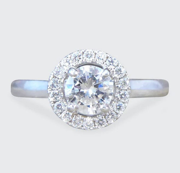 Modern Diamond Halo Wedfit Engagement Ring, 0.68ct