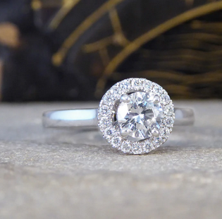 Modern Diamond Halo Wedfit Engagement Ring, 0.68ct